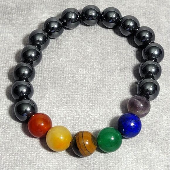 Hematite and Multi Gemstone Bracelet - Picture 1 of 13